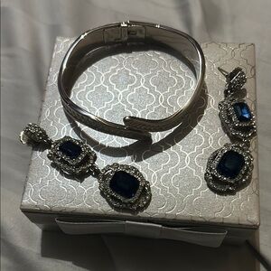 Elegant Silver and Blue Jewelry Set